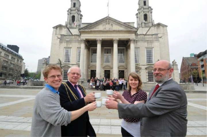 Former Lord Mayor Cllr Murray, Former Councillor John Hardy, Mary Halsey and Dave Paterson from Unity in Poverty Action (UPA)